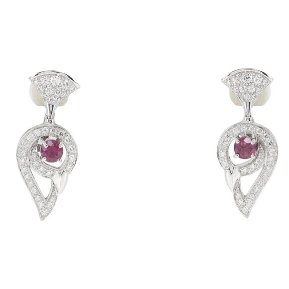 BVLGARI Diva Dream Earring K18 white gold/Ruberite tourmaline/diamond 14.4 - Picture 1 of 8